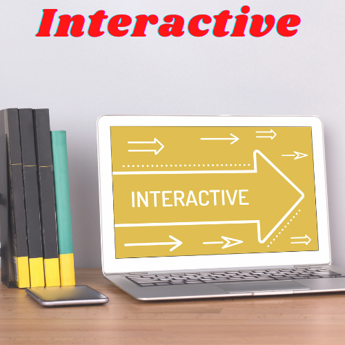 A computer screen displaying the word interactive