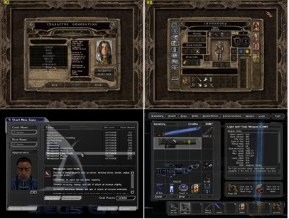 Figure 5.2 - Inventory and character creation screens from Baldur