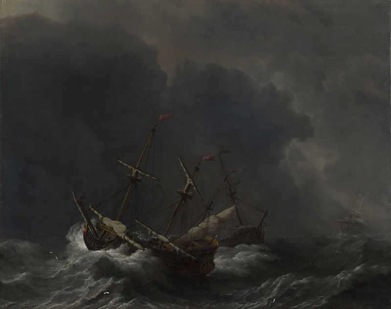 Ships in a stormy sea