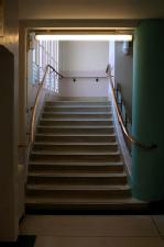Stairway to the wards, Coventry and Warwickshire Hospital (photographed by Peter Chapman)