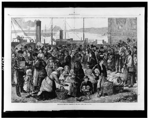 picture of Irish emigrants leaving Queenstown for New York