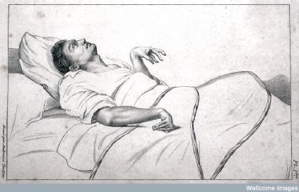 Isane patient in an asylum, drawing
