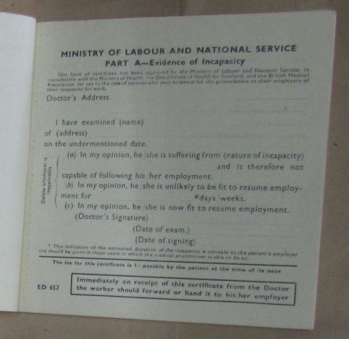 photo of Ministry of Labour medical certificate, TNA