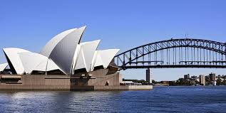 colour photo Sydney Opera House and harbour
