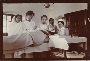 b+W photo of woman doctor in India, Angus Library collection