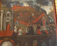colour mural of plague in Arequipa church