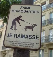 colour photo of Paris street sign re dog mess