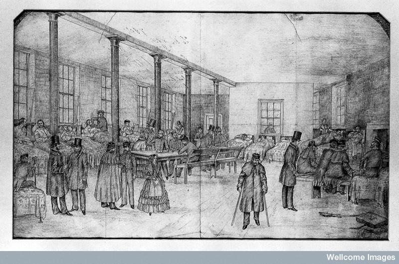 Workhouse hospital ward, drawing