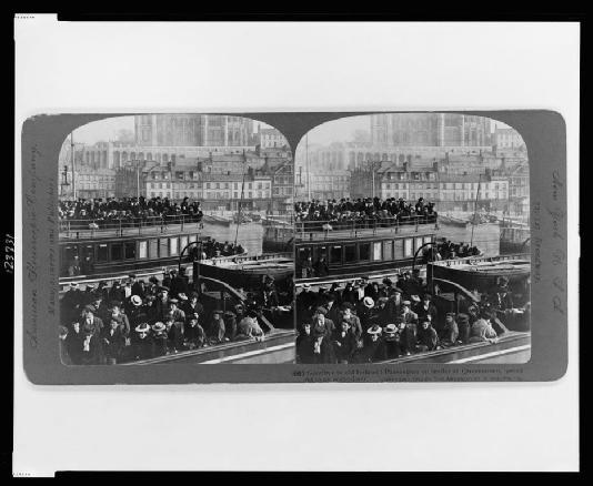 Passengers on a tender at Queenstown, photo
