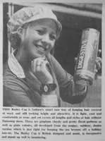 The Way, August 1976, p. 5. A young girl demonstrates the &lsquo;bright and attractive&rsquo; new Bazeley cap.