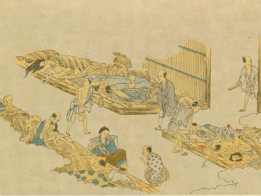 1838 watercolour painting of Japanese famine