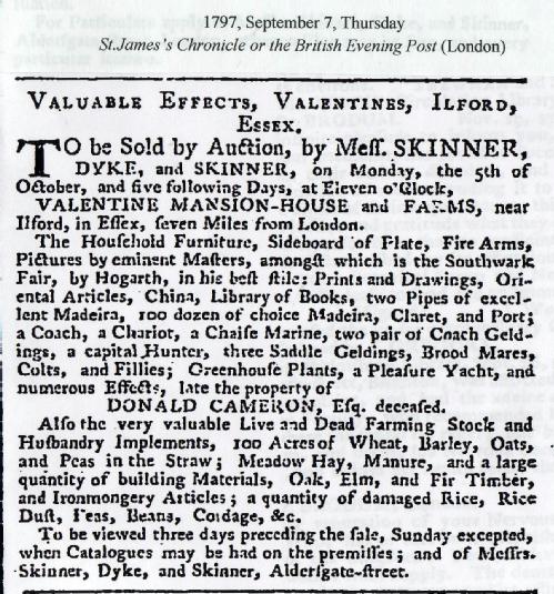 1797 Valentines advert