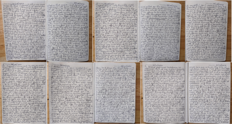 the pages of the journal, Tash's writing is very neat and well put together.