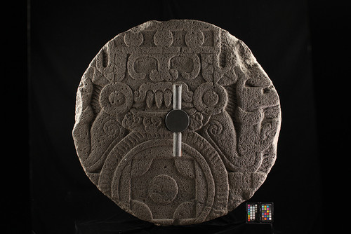 Sculpture of Tlaltecuhtli Goddess of the Earth, reused as millstone in sixteenth-century colonial Mexico. @_MNA_INAH-Mexico.
