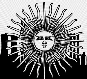 Logo of a sun with an urban background