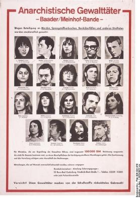 Wanted Poster: "Baader/Meinhof Gang" (c. 1970-72) 