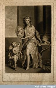 The goddess Hygieia with a relief of George III, celebrating his recovery from the onset of illness in 1789, by James Parker