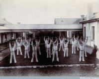 Men exercising at the Metropolitan Lunatic Asylum, Kew, Australia