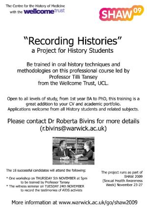 Recording histories