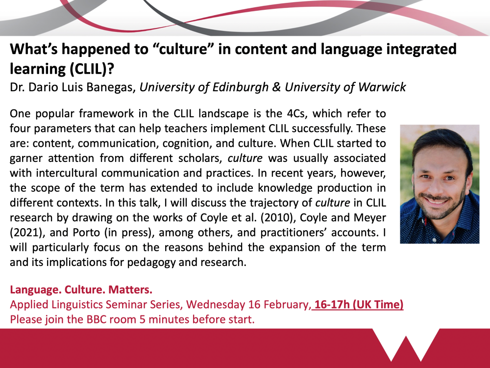 Applied Linguistics Seminar Series - Language. Culture. Matters