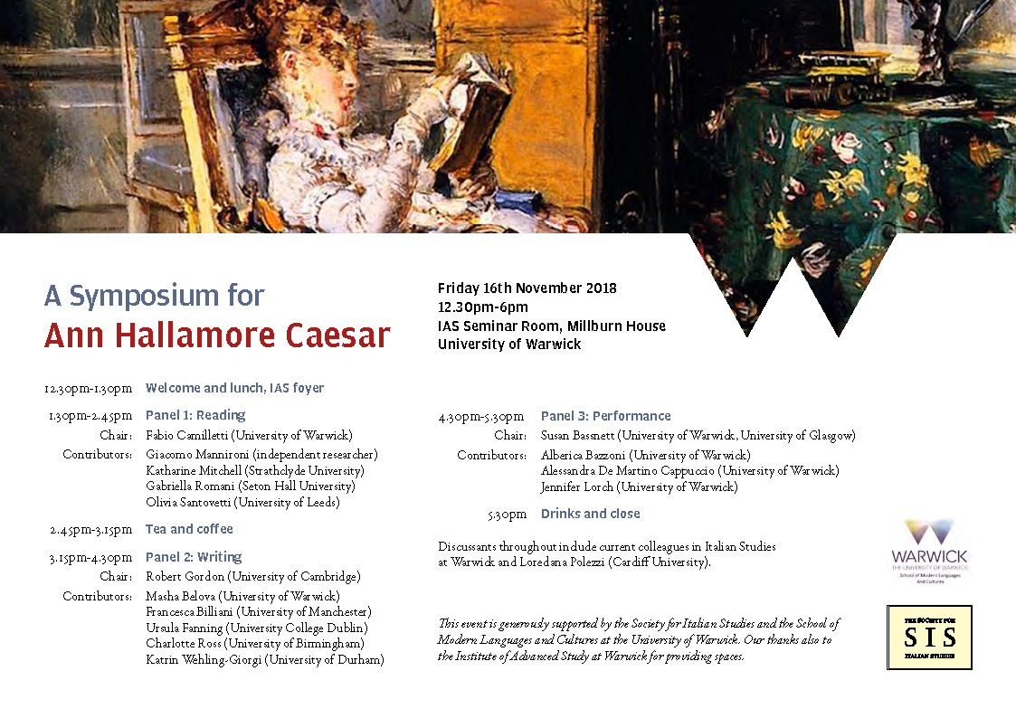 A Symposium for Em. Prof Ann Hallamore Caesar