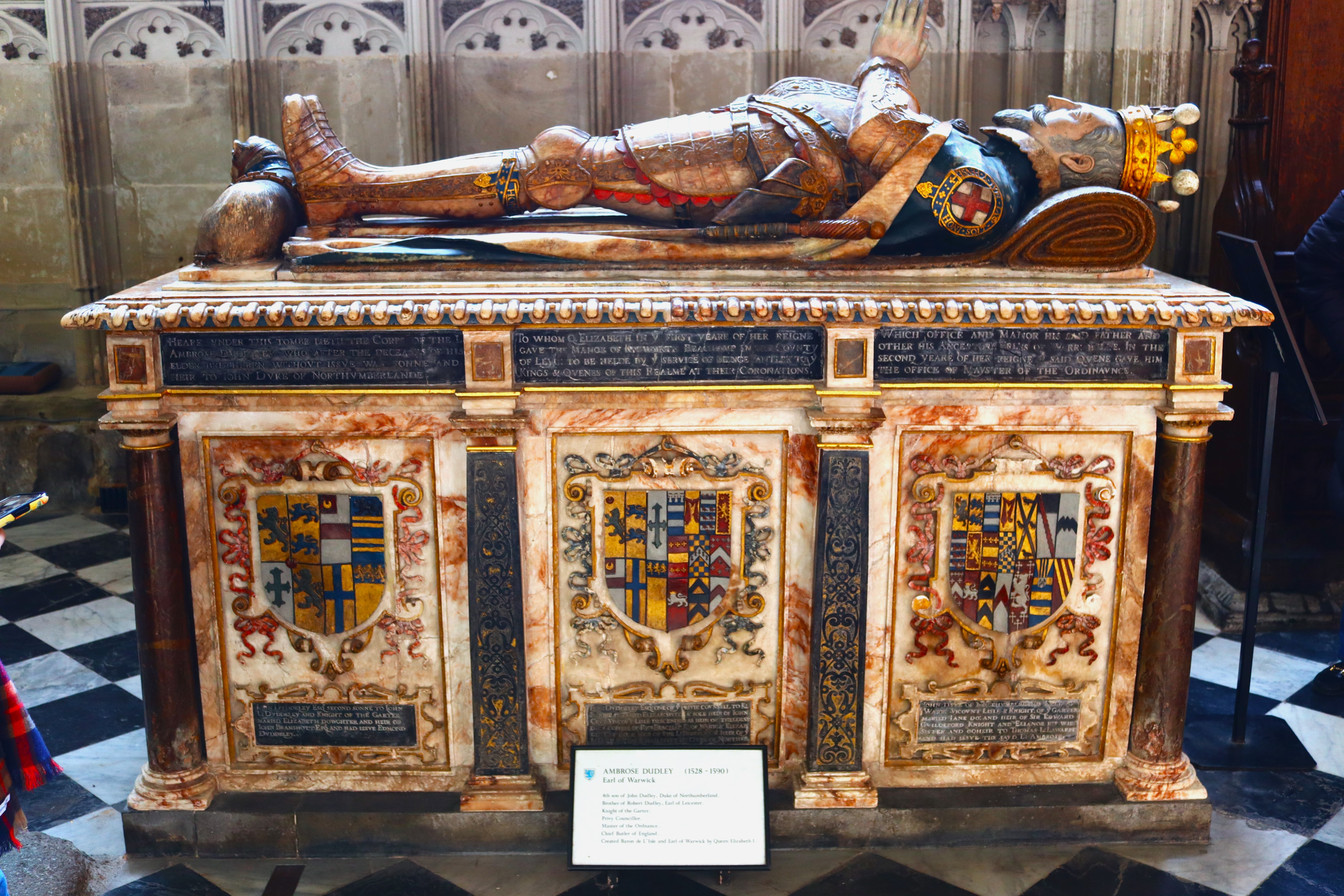 Tomb of Ambrose Dudley, Earl of Warwick (1528-1590) at St Mary's Church, Warwick