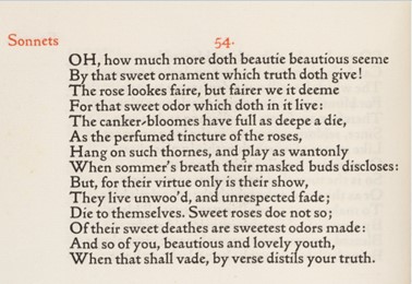 Shakespeare's sonnet 54 set in red and black