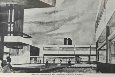 4. Artist’s Impression of on some of the first university buildings, source: Warwick Modern Records Centre