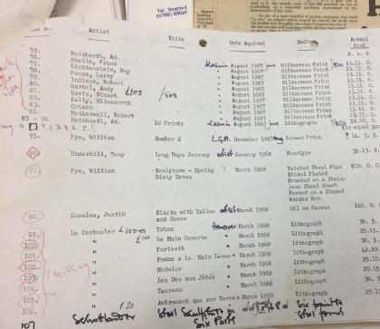 In 1982, the Warwick Arts Collection was still being expanded. The interaction between the student body and the arts collection has always been significant -regardless of their faculty. This is shown by the way in which students sent a letter to the Warwick arts curator, asking for more labels to be added to the artworks around campus -they thought the labels were essential for the artistic and visual experience. The university responded in good time and ordered the labels -for a mere price of £1.35 each!