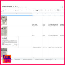 For organizing the materials we found, we created these kind of spreadsheets, which we later matched with the themes and research.