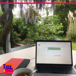 Louise working at her beautiful garden back home.
