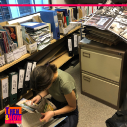 Anna going through the Student Union archives 