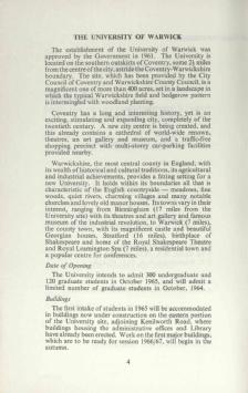 In the first university prospectus for 1965 the university only welcomed 300 undergraduates. Warwick Digital Collection.