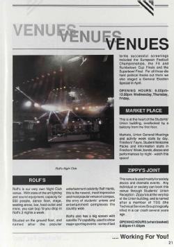 Venues. Warwick Life 1992-93. Warwick Digital Collection.