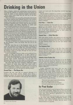 Drinking in the Union. SU Handbook, 1982-83. Warwick Digital Collection.