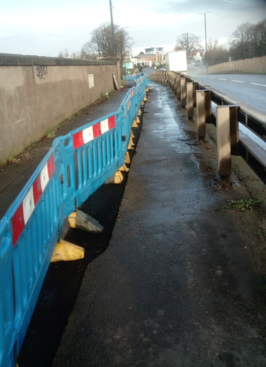 Over 4 days in January major installation works were put on my key cycle route, with these barriers then being blown over in the wind and making this route unusable. This is not a trivial; it seriously hindered my house cycling into Uni! Infrastructure needs to be considerate of and for cyclists!