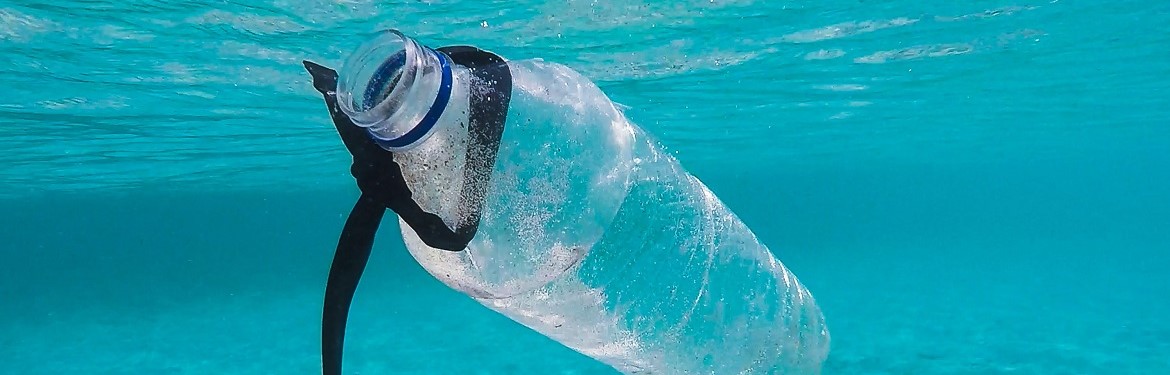 Water bottle in sea 
