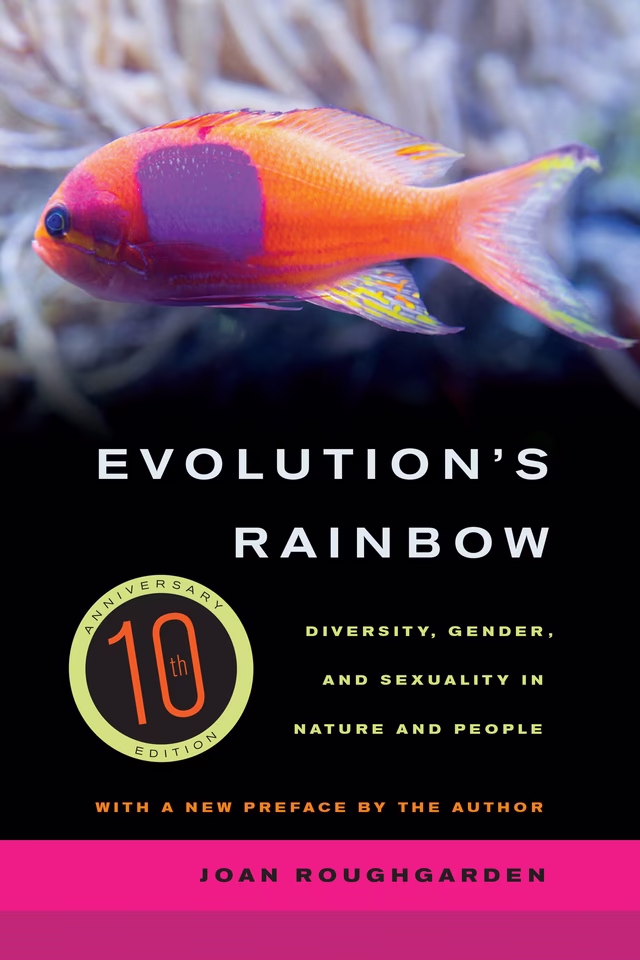 Book cover for Evolution's Rainbow by Joan Roughgarden, showing a colourful fish