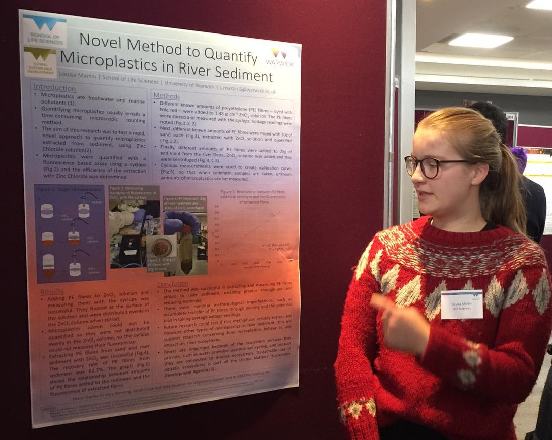 Louisa Martin presenting her poster at the Undergraduate Research Support Scheme Showcase 2019