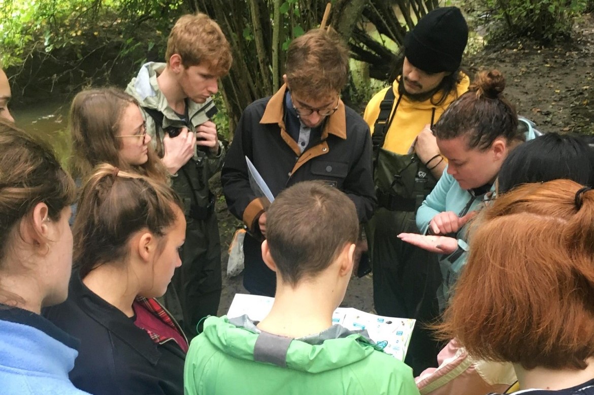 Dr Jess Savage teaching GD109 students in Tocil Woods 