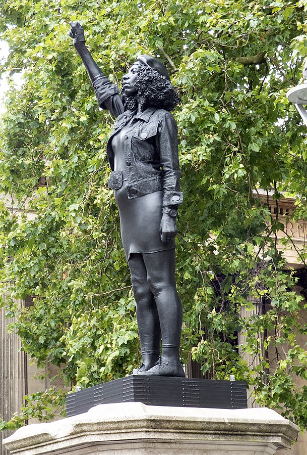 Statue of activist Jen Reid, in place on the plinth that formerly held the statue of Edward Colston