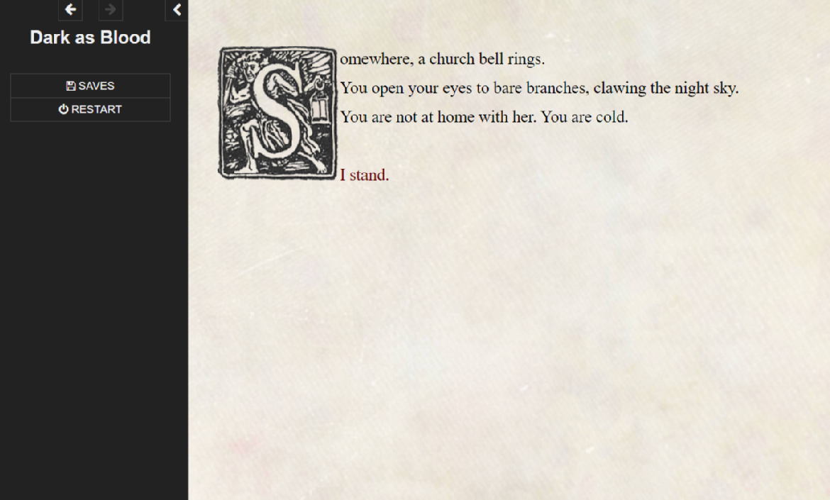 Screenshot of a story made in Twinery 