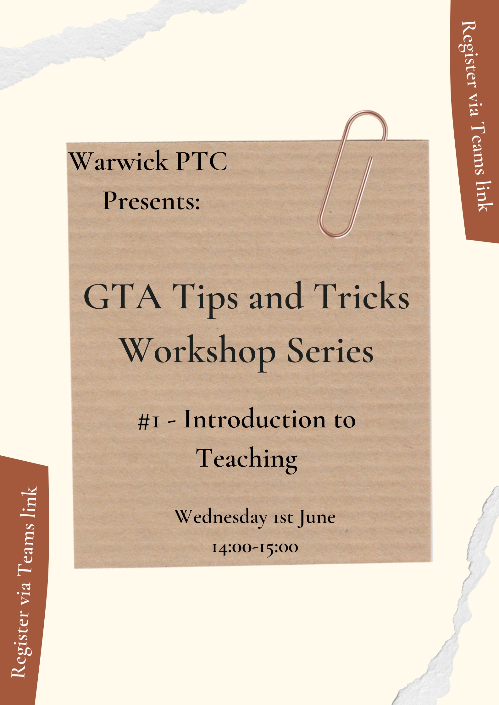 Event poster - GTA Tips and Tricks Workshop