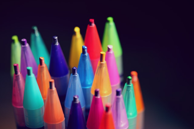 Different colours of pens