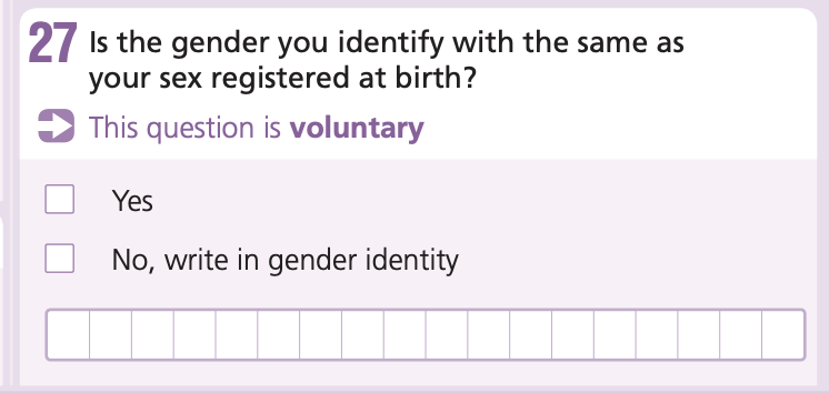 Trans and gender identity Census 2021 question