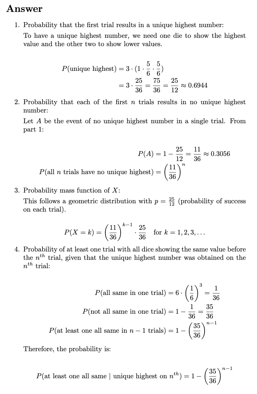 LLM Output for Statistics Question