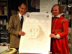 Mark Rylance with the Declaration of Reasonable Doubt