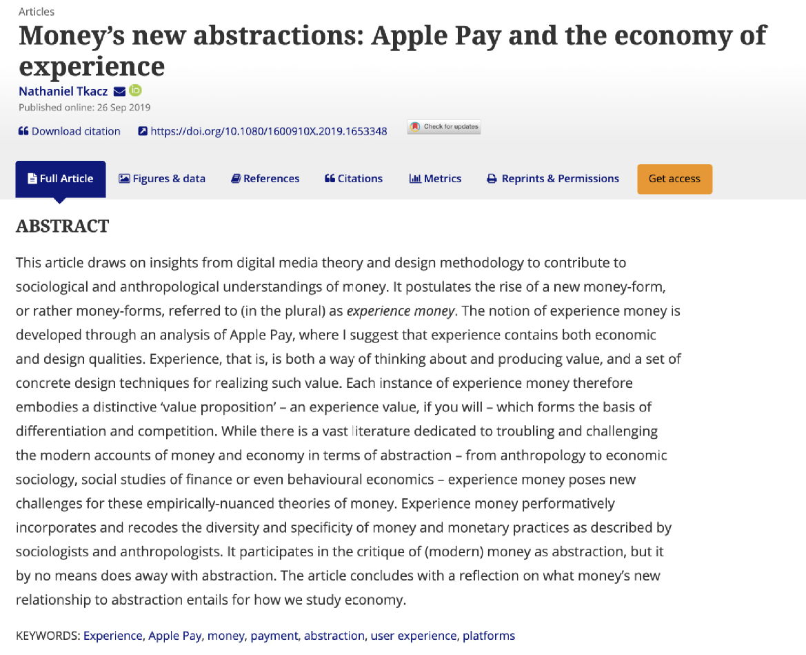 Money's new abstractions