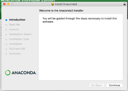 Image of the Anaconda installer on an OSX machine