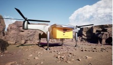 Flargo GmbH VTOL Heavy-Lift Drone carrying a box with 2 propellors